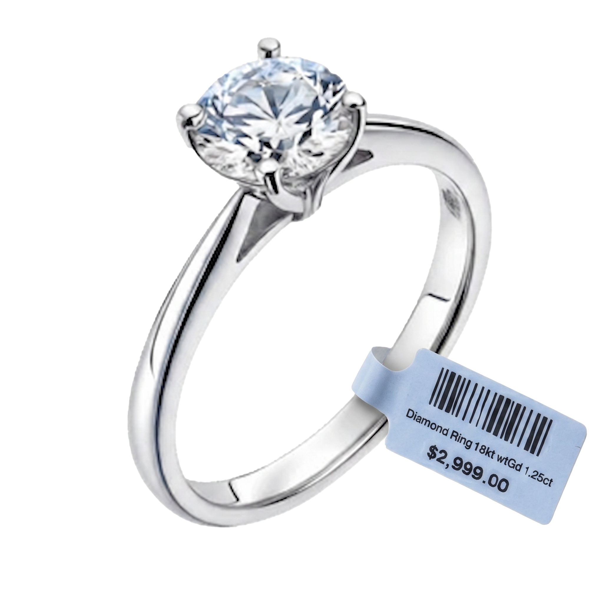 Diamond ring with barcode tag